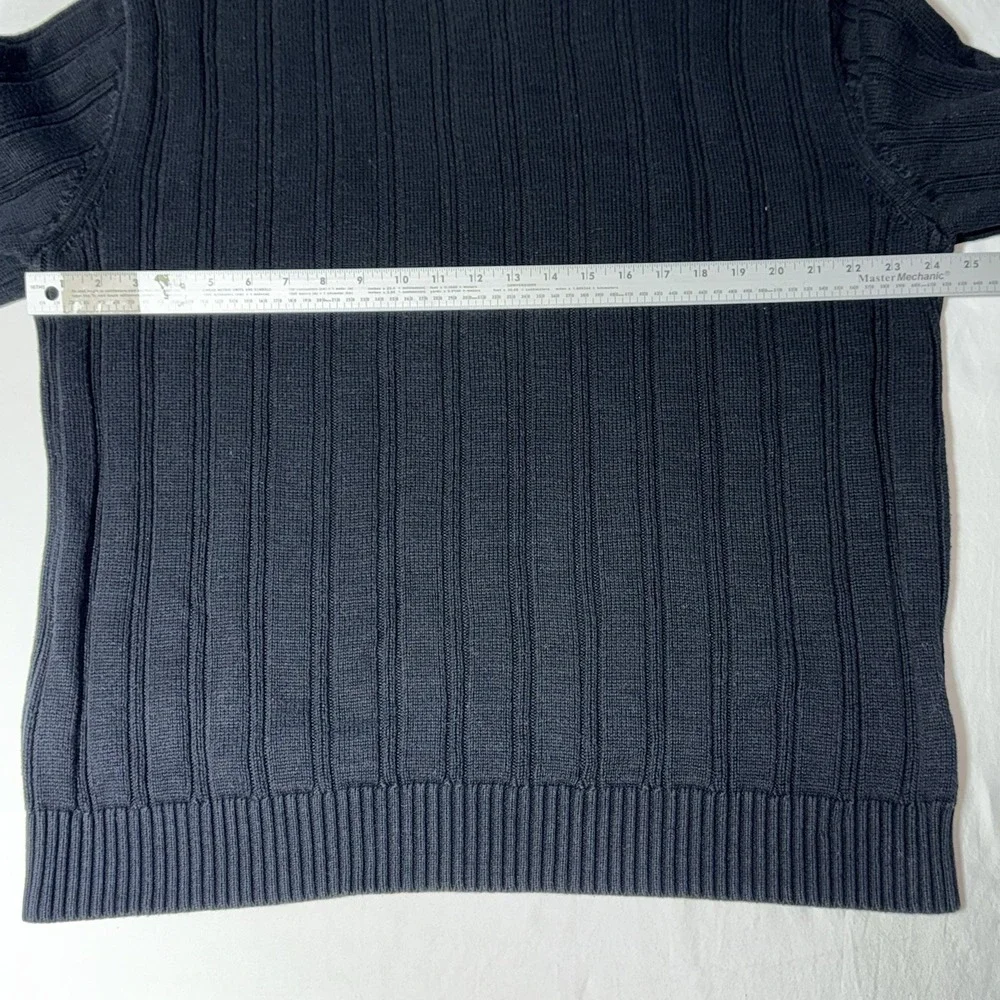 Nautica Sweater Mens XXL Chunky Ribbed Cable Knit 3D Heavy Pullover Preppy Black